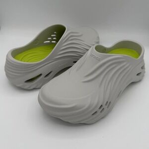 Crocs Echo Wave Atmosphere Grey Lime Punch Men Size 9 New Sandals Slipper Clog